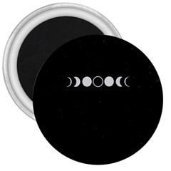 Moon Phases, Eclipse, Black 3  Magnets by nateshop