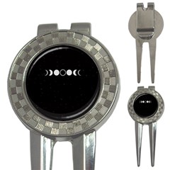 Moon Phases, Eclipse, Black 3-in-1 Golf Divots by nateshop