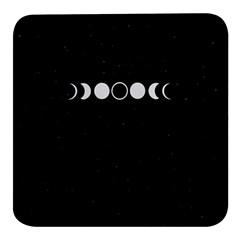 Moon Phases, Eclipse, Black Square Glass Fridge Magnet (4 Pack) by nateshop