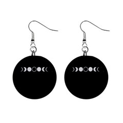 Moon Phases, Eclipse, Black Mini Button Earrings by nateshop