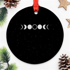 Moon Phases, Eclipse, Black Round Ornament (two Sides) by nateshop