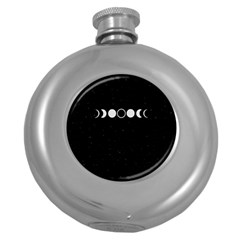 Moon Phases, Eclipse, Black Round Hip Flask (5 Oz) by nateshop