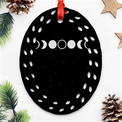 Moon Phases, Eclipse, Black Oval Filigree Ornament (two Sides)