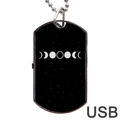 Moon Phases, Eclipse, Black Dog Tag Usb Flash (one Side)