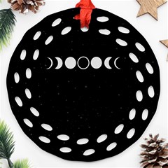 Moon Phases, Eclipse, Black Round Filigree Ornament (two Sides) by nateshop