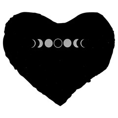 Moon Phases, Eclipse, Black Large 19  Premium Heart Shape Cushions by nateshop