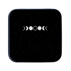 Moon Phases, Eclipse, Black Square Metal Box (black) by nateshop