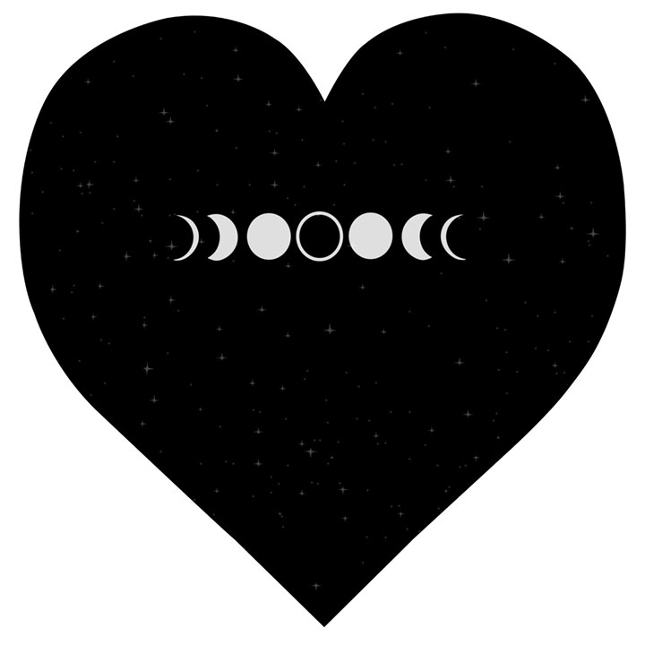 Moon Phases, Eclipse, Black Wooden Puzzle Heart