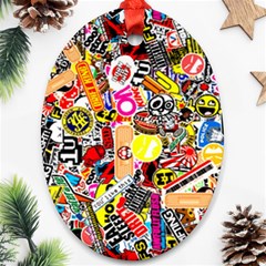 Sticker Bomb, Art, Cartoon, Dope Ornament (Oval)