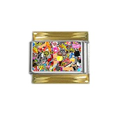 Sticker Bomb, Art, Cartoon, Dope Gold Trim Italian Charm (9mm)