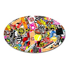 Sticker Bomb, Art, Cartoon, Dope Oval Magnet