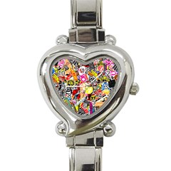 Sticker Bomb, Art, Cartoon, Dope Heart Italian Charm Watch by nateshop