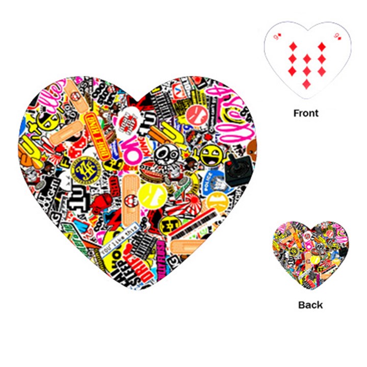 Sticker Bomb, Art, Cartoon, Dope Playing Cards Single Design (Heart)