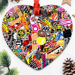 Sticker Bomb, Art, Cartoon, Dope Heart Ornament (two Sides) by nateshop