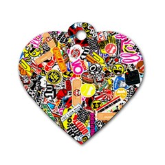 Sticker Bomb, Art, Cartoon, Dope Dog Tag Heart (two Sides) by nateshop