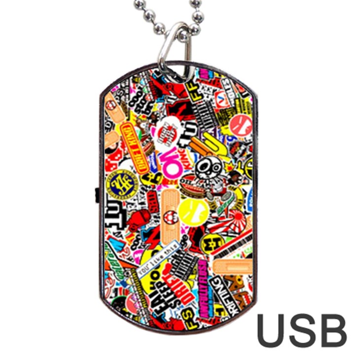 Sticker Bomb, Art, Cartoon, Dope Dog Tag USB Flash (One Side)