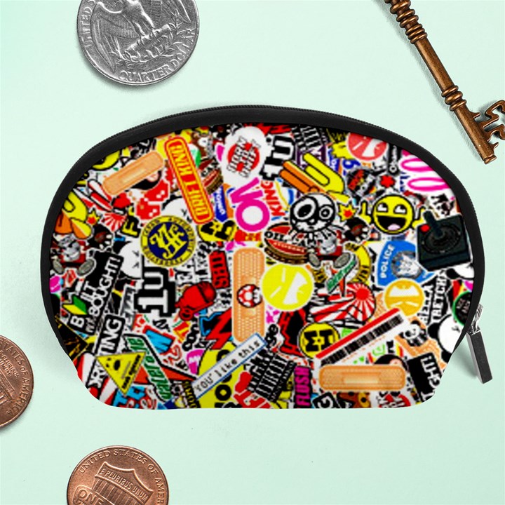 Sticker Bomb, Art, Cartoon, Dope Accessory Pouch (Large)