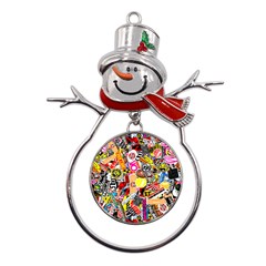 Sticker Bomb, Art, Cartoon, Dope Metal Snowman Ornament