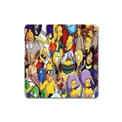 The Simpsons, Cartoon, Crazy, Dope Square Magnet by nateshop