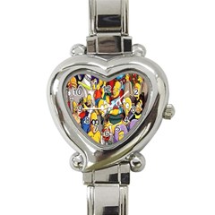 The Simpsons, Cartoon, Crazy, Dope Heart Italian Charm Watch by nateshop