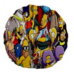 The Simpsons, Cartoon, Crazy, Dope Large 18  Premium Round Cushions by nateshop