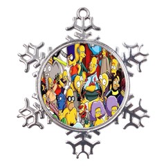 The Simpsons, Cartoon, Crazy, Dope Metal Large Snowflake Ornament by nateshop