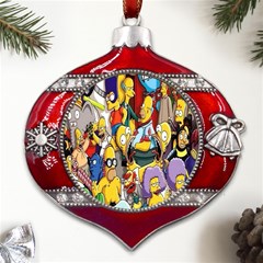 The Simpsons, Cartoon, Crazy, Dope Metal Snowflake And Bell Red Ornament by nateshop