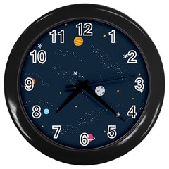 Universe Color Doodle , Art Wall Clock (black)