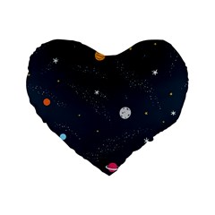 Universe Color Doodle , Art Standard 16  Premium Flano Heart Shape Cushions by nateshop