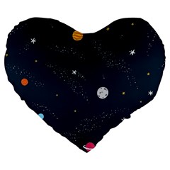 Universe Color Doodle , Art Large 19  Premium Flano Heart Shape Cushions by nateshop