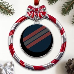 Abstract, Cool, Dark New, Pattern, Race Metal Red Ribbon Round Ornament by nateshop