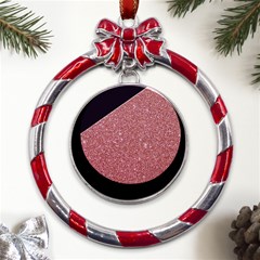 Abstract, Edge Style, Pink, Purple, Metal Red Ribbon Round Ornament by nateshop