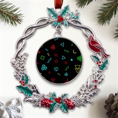 Black, Dark, Galaxy Metal X mas Wreath Holly Leaf Ornament by nateshop