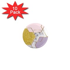 Geometric , Geometric, Gold, Marble, Pattern, Pink, Purple, 1  Mini Magnet (10 Pack)  by nateshop