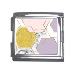 Geometric , Geometric, Gold, Marble, Pattern, Pink, Purple, Mega Link Italian Charm (18mm) by nateshop