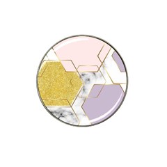 Geometric , Geometric, Gold, Marble, Pattern, Pink, Purple, Hat Clip Ball Marker by nateshop