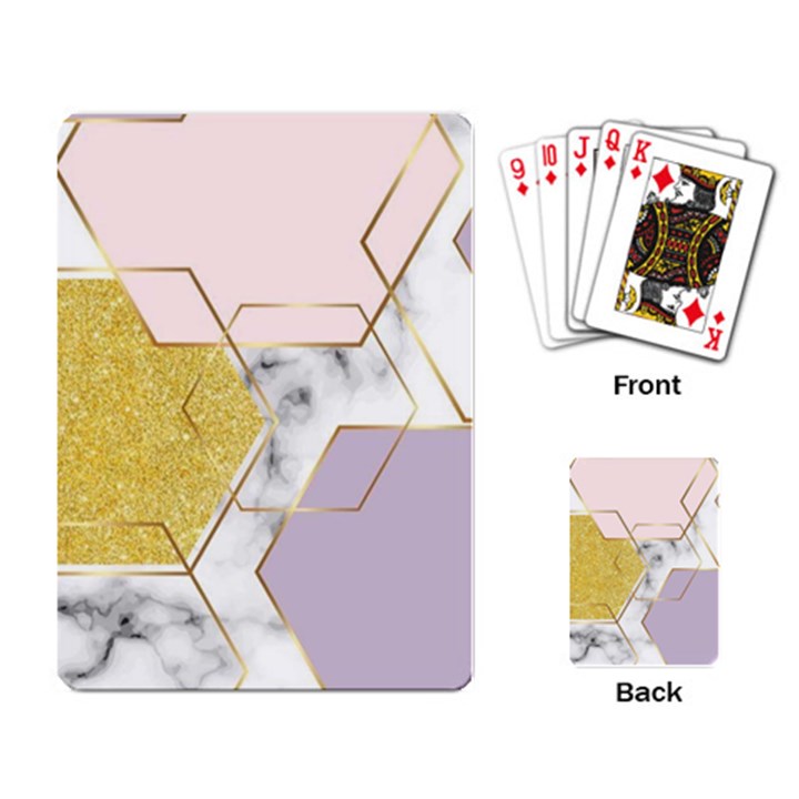 Geometric , Geometric, Gold, Marble, Pattern, Pink, Purple, Playing Cards Single Design (Rectangle)