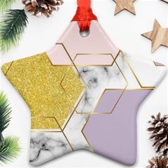 Geometric , Geometric, Gold, Marble, Pattern, Pink, Purple, Star Ornament (two Sides) by nateshop