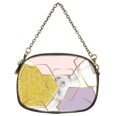 Geometric , Geometric, Gold, Marble, Pattern, Pink, Purple, Chain Purse (two Sides) by nateshop