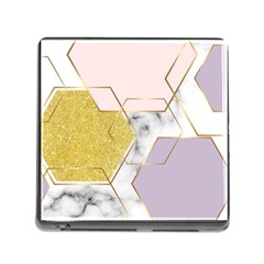 Geometric , Geometric, Gold, Marble, Pattern, Pink, Purple, Memory Card Reader (square 5 Slot) by nateshop