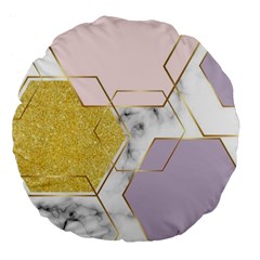 Geometric , Geometric, Gold, Marble, Pattern, Pink, Purple, Large 18  Premium Flano Round Cushions by nateshop