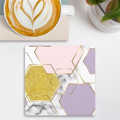 Geometric , Geometric, Gold, Marble, Pattern, Pink, Purple, Uv Print Square Tile Coaster  by nateshop