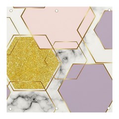 Geometric , Geometric, Gold, Marble, Pattern, Pink, Purple, Banner And Sign 3  X 3  by nateshop