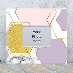 Geometric , Geometric, Gold, Marble, Pattern, Pink, Purple, White Wall Photo Frame 5  X 7  by nateshop