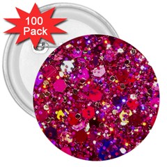 Pink Glitter, Cute, Girly, Glitter, Pink, Purple, Sparkle 3  Buttons (100 Pack)  by nateshop