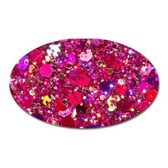 Pink Glitter, Cute, Girly, Glitter, Pink, Purple, Sparkle Oval Magnet by nateshop