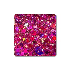 Pink Glitter, Cute, Girly, Glitter, Pink, Purple, Sparkle Square Magnet by nateshop