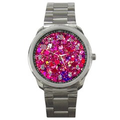 Pink Glitter, Cute, Girly, Glitter, Pink, Purple, Sparkle Sport Metal Watch by nateshop