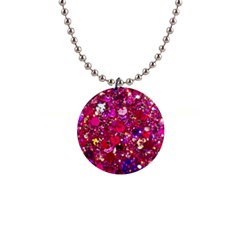 Pink Glitter, Cute, Girly, Glitter, Pink, Purple, Sparkle 1  Button Necklace by nateshop