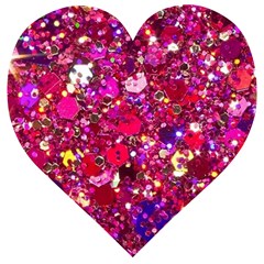 Pink Glitter, Cute, Girly, Glitter, Pink, Purple, Sparkle Wooden Puzzle Heart by nateshop